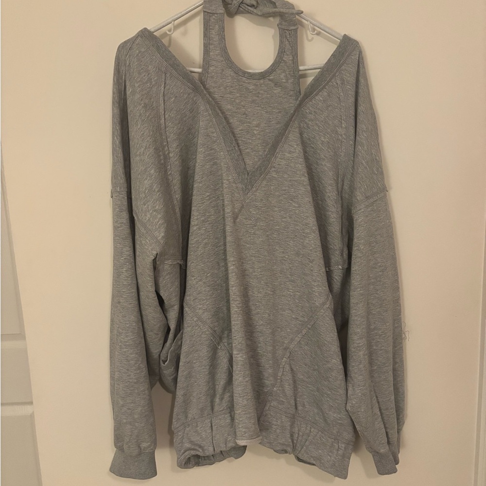 Free People Light Gray Pullover Sweater